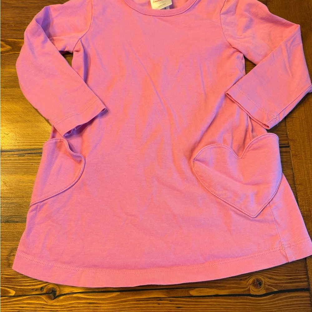 Hanna Andersson Pink Long Sleeve Kids Dress/Tunic with Heart Pockets